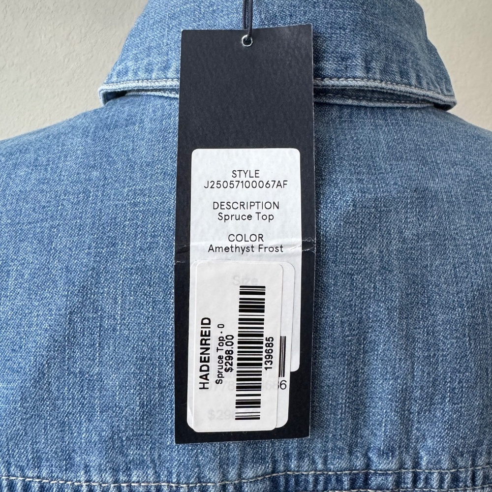 NWT Veronica Beard Spruce Denim Crop Top Amethyst Frost Women's Size 0 T - Picture 7 of 13